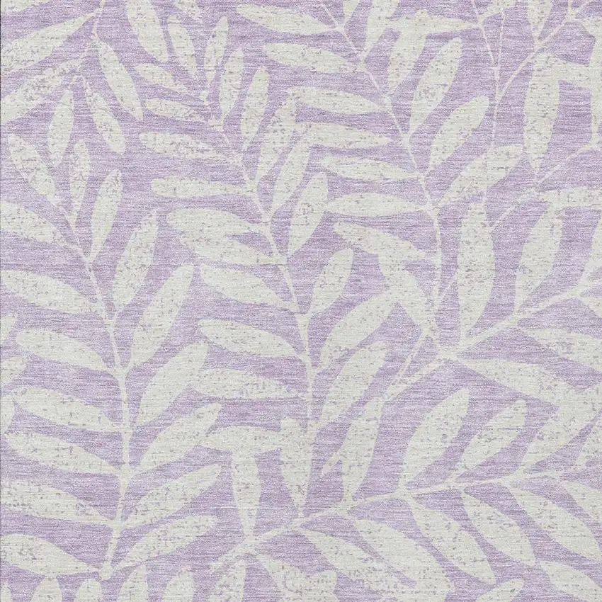 Lavender And Ivory Floral Washable Indoor Outdoor Area Rug Photo 6