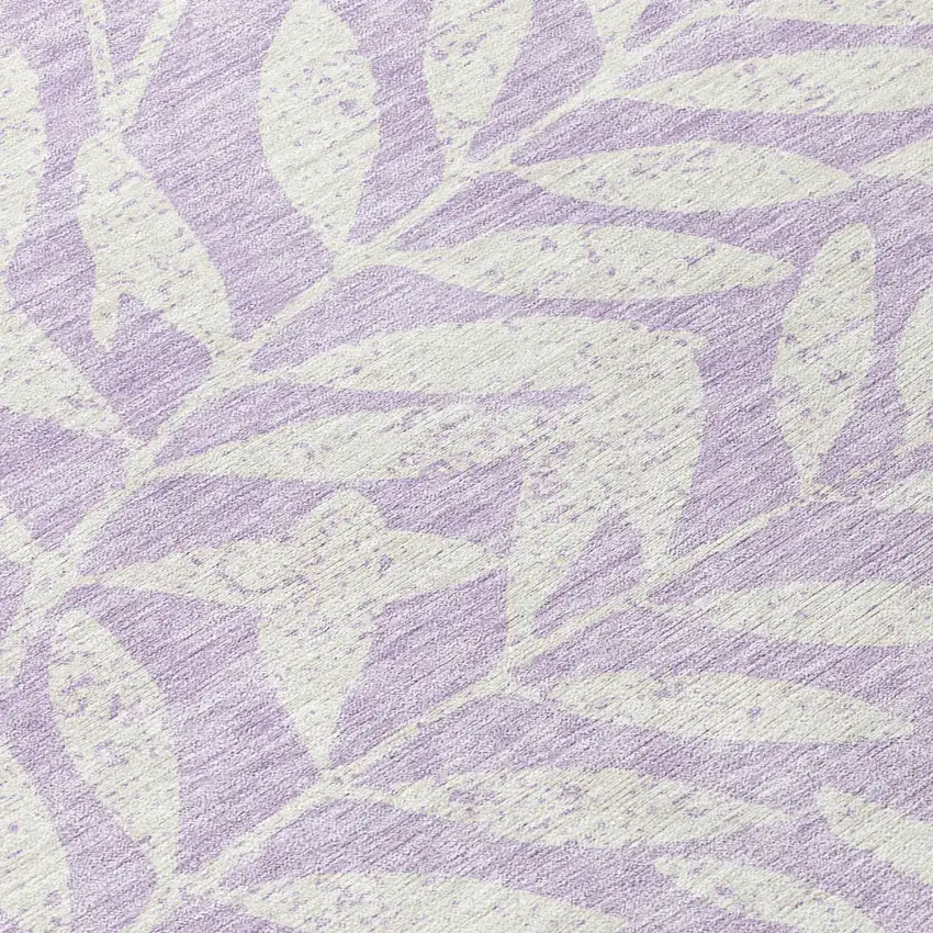 Lavender And Ivory Floral Washable Indoor Outdoor Area Rug Photo 8