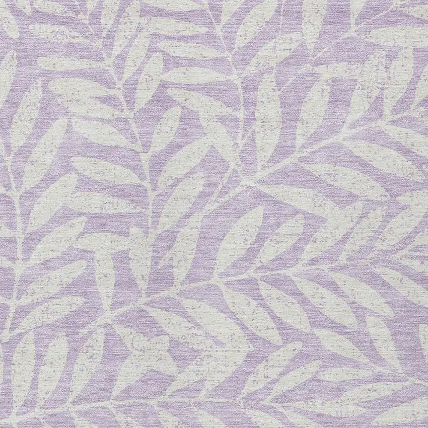 Lavender And Ivory Floral Washable Indoor Outdoor Area Rug Photo 6
