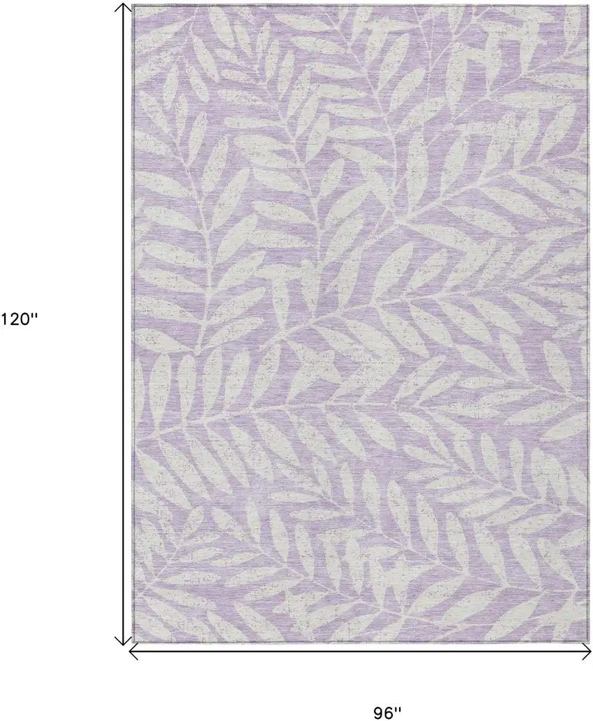 Lavender And Ivory Floral Washable Indoor Outdoor Area Rug Photo 3