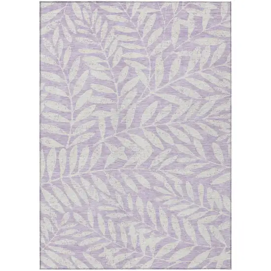 Lavender And Ivory Floral Washable Indoor Outdoor Area Rug Photo 2
