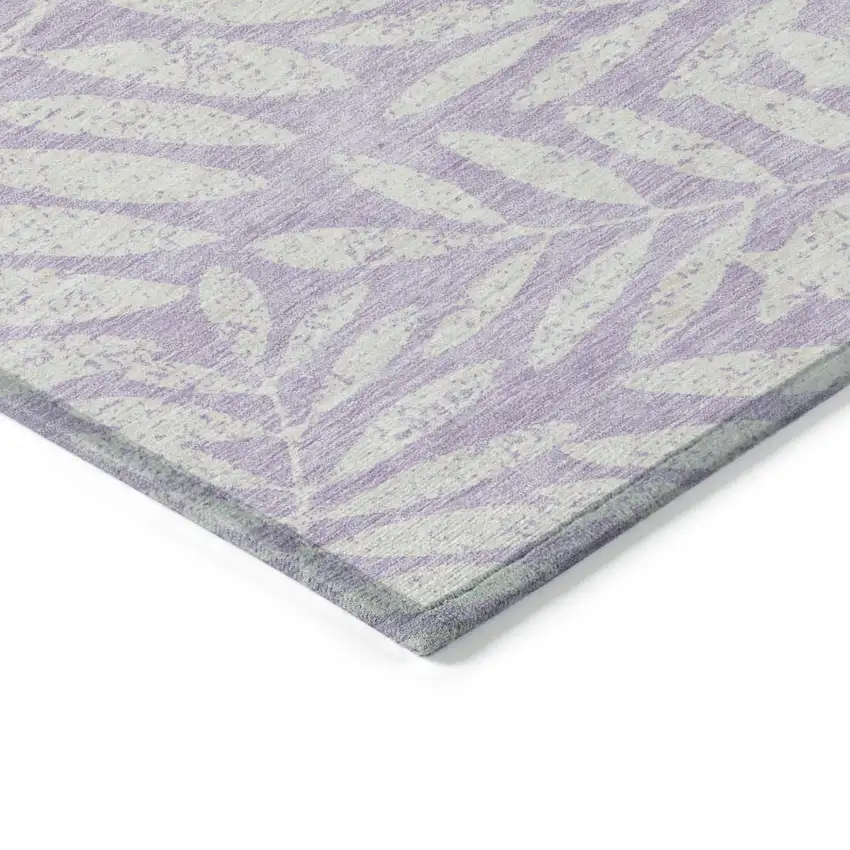 Lavender And Ivory Floral Washable Indoor Outdoor Area Rug Photo 5