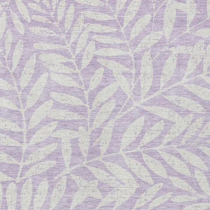 Lavender And Ivory Floral Washable Indoor Outdoor Area Rug Photo 6