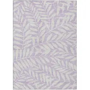 Photo of Lavender And Ivory Floral Washable Indoor Outdoor Area Rug