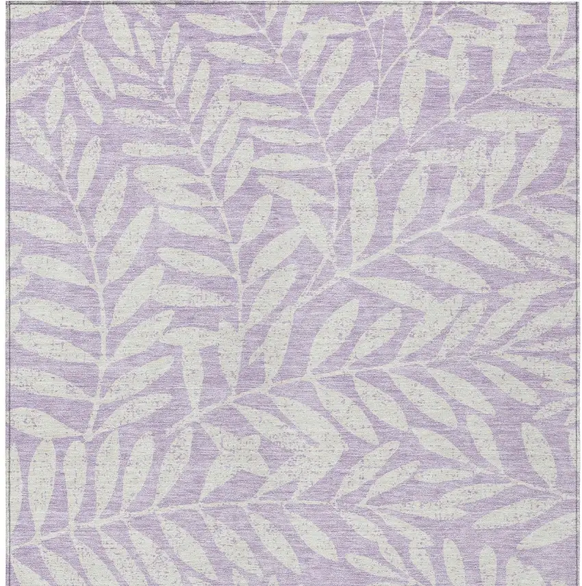 Lavender And Ivory Floral Washable Indoor Outdoor Area Rug Photo 7