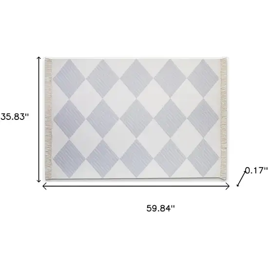 Lavender And Ivory Geometric Washable Area Rug With Fringe Photo 8