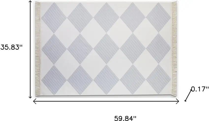 Lavender And Ivory Geometric Washable Area Rug With Fringe Photo 8