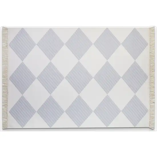Lavender And Ivory Geometric Washable Area Rug With Fringe Photo 2