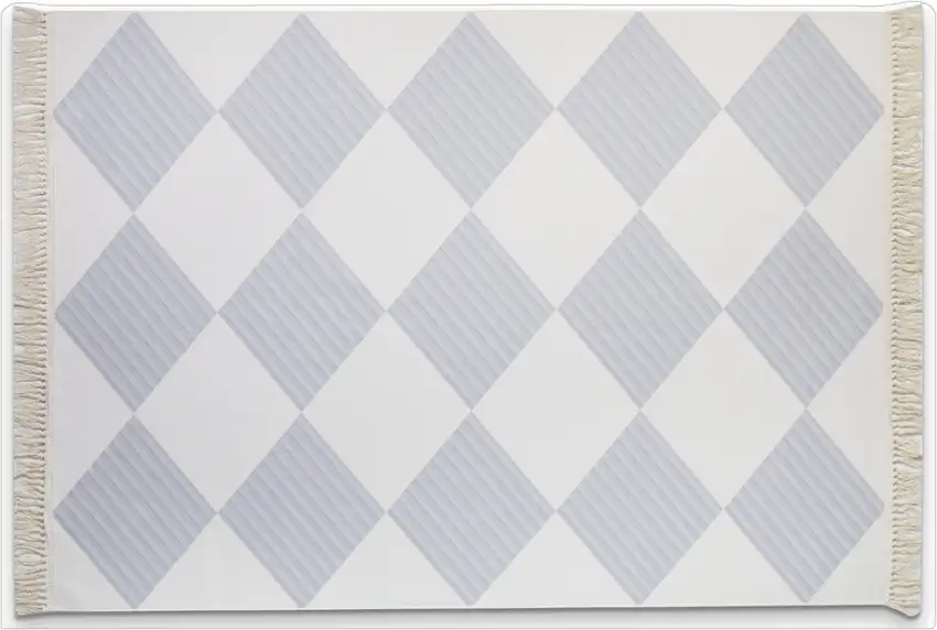 Lavender And Ivory Geometric Washable Area Rug With Fringe Photo 2