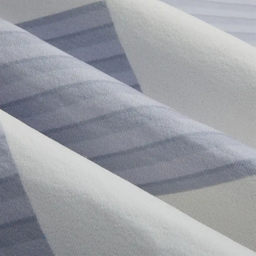 Lavender And Ivory Geometric Washable Area Rug With Fringe Photo 7