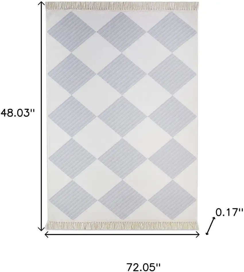 Lavender And Ivory Geometric Washable Area Rug With Fringe Photo 8