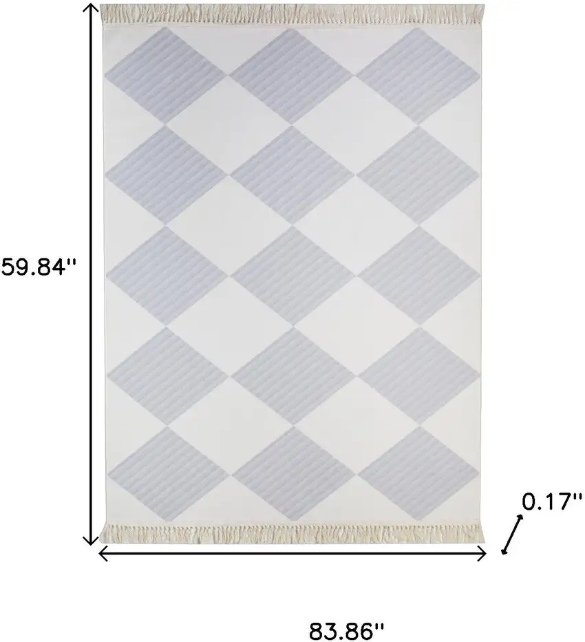 Lavender And Ivory Geometric Washable Area Rug With Fringe Photo 8