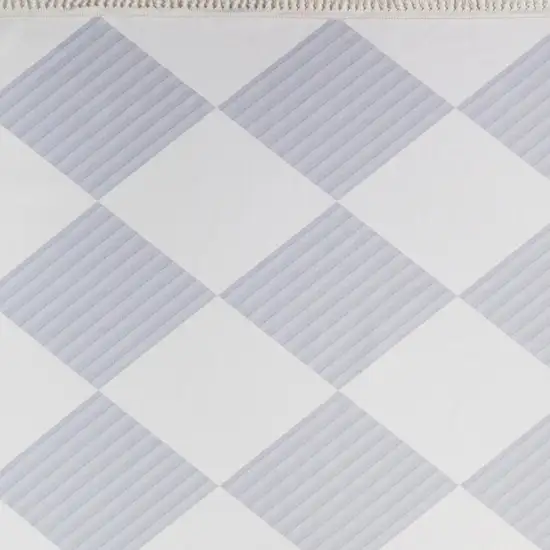 Lavender And Ivory Geometric Washable Area Rug With Fringe Photo 3