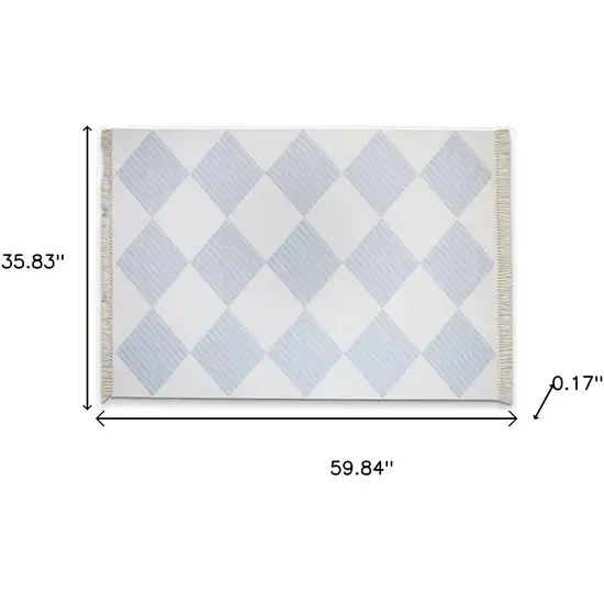 Lavender And Ivory Geometric Washable Area Rug With Fringe Photo 8