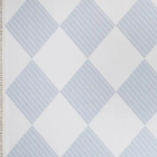 Lavender And Ivory Geometric Washable Area Rug With Fringe Photo 3