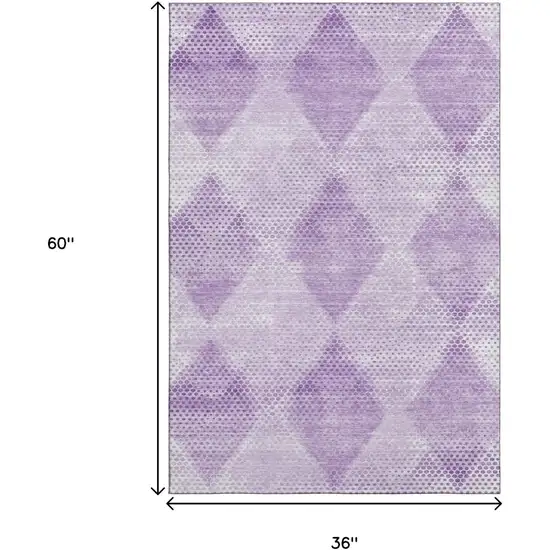 Lavender And Ivory Geometric Washable Area Rug With UV Protection Photo 3