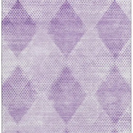 Lavender And Ivory Geometric Washable Area Rug With UV Protection Photo 4