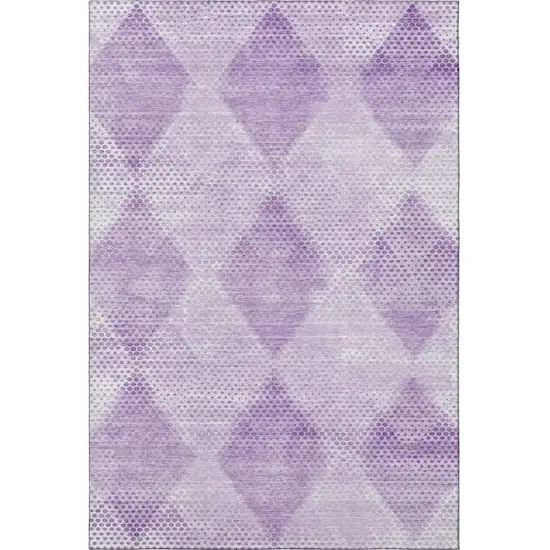 Lavender And Ivory Geometric Washable Area Rug With UV Protection Photo 4