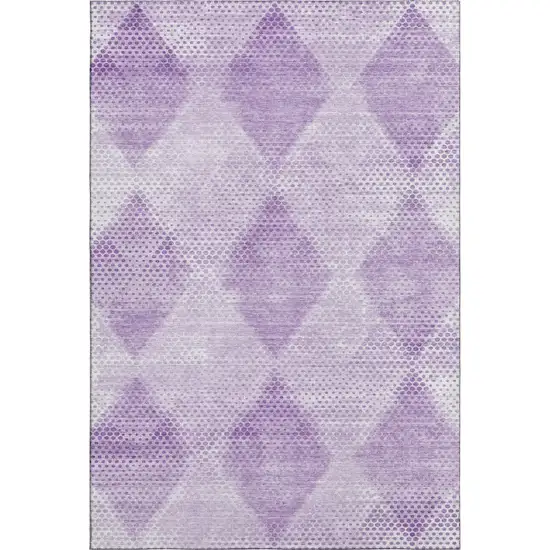 Lavender And Ivory Geometric Washable Area Rug With UV Protection Photo 1