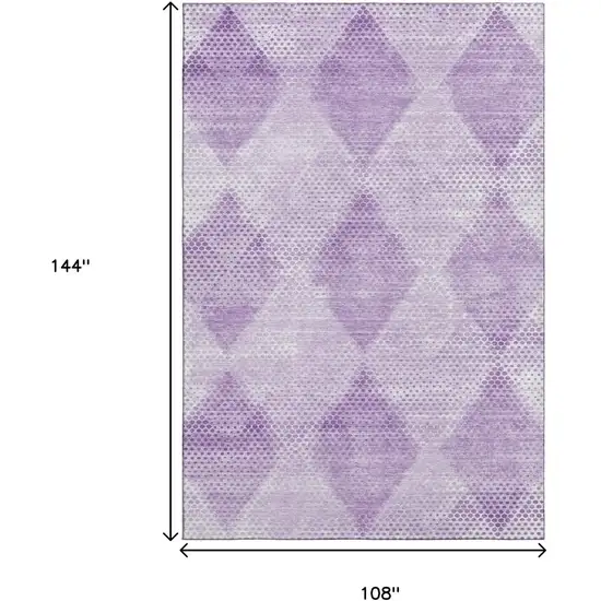 Lavender And Ivory Geometric Washable Area Rug With UV Protection Photo 3
