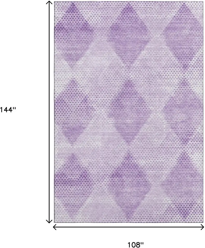 Lavender And Ivory Geometric Washable Area Rug With UV Protection Photo 3
