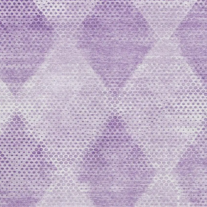 Lavender And Ivory Geometric Washable Area Rug With UV Protection Photo 3