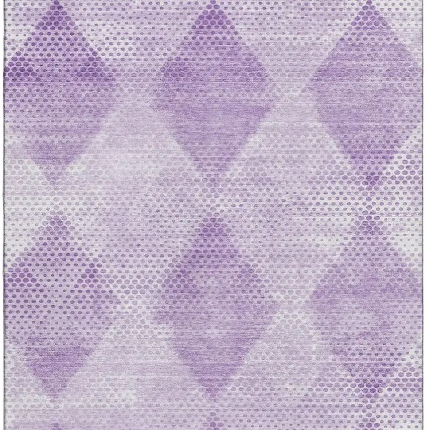 Lavender And Ivory Geometric Washable Area Rug With UV Protection Photo 4