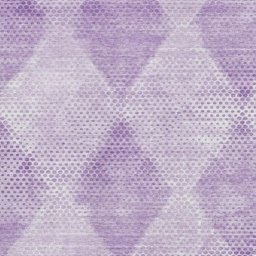 Lavender And Ivory Geometric Washable Area Rug With UV Protection Photo 3