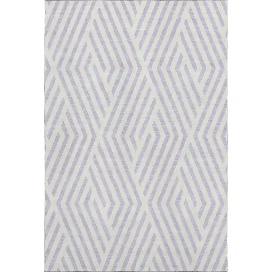 Lavender And Ivory Geometric Washable Area Rug With UV Protection Photo 1