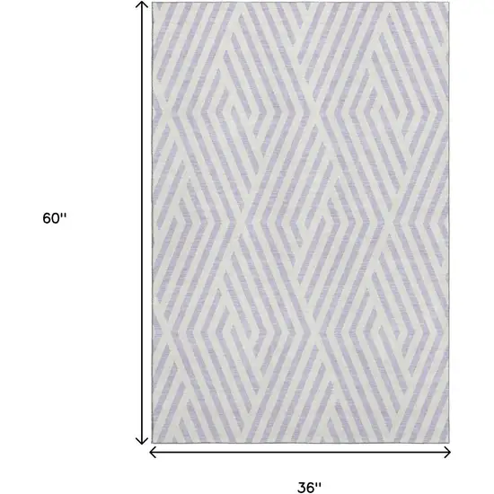 Lavender And Ivory Geometric Washable Area Rug With UV Protection Photo 3
