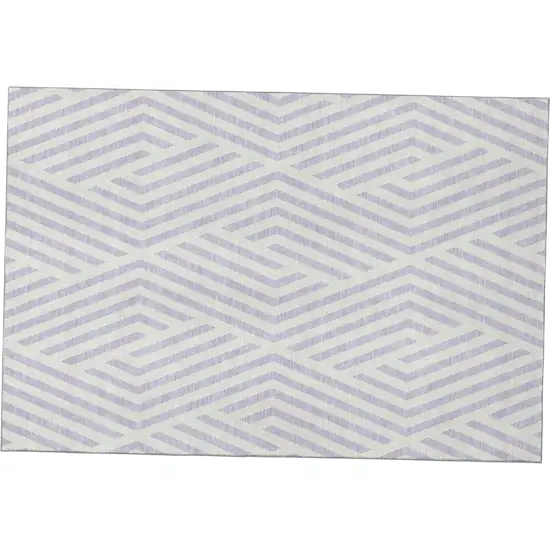 Lavender And Ivory Geometric Washable Area Rug With UV Protection Photo 2