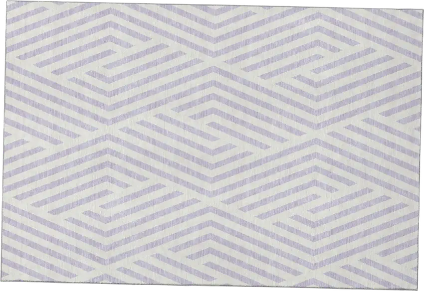 Lavender And Ivory Geometric Washable Area Rug With UV Protection Photo 2