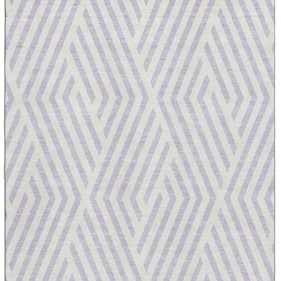 Lavender And Ivory Geometric Washable Area Rug With UV Protection Photo 4