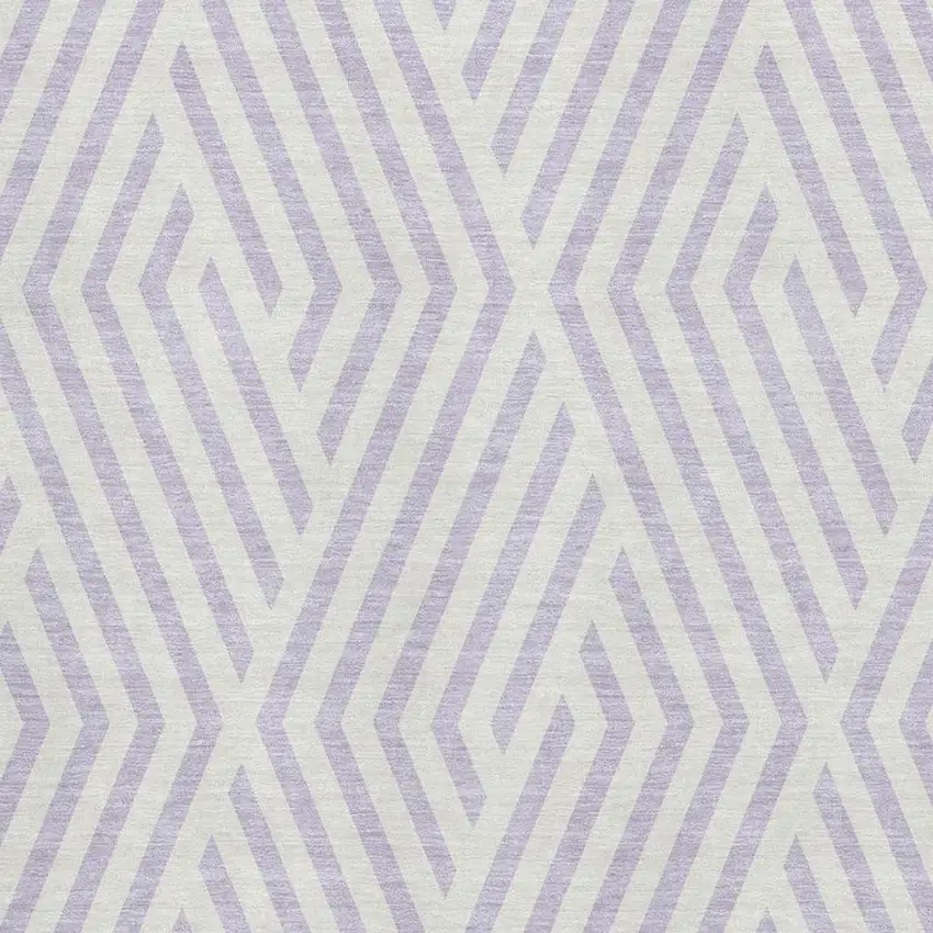 Lavender And Ivory Geometric Washable Area Rug With UV Protection Photo 3