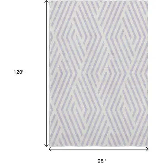 Lavender And Ivory Geometric Washable Area Rug With UV Protection Photo 3