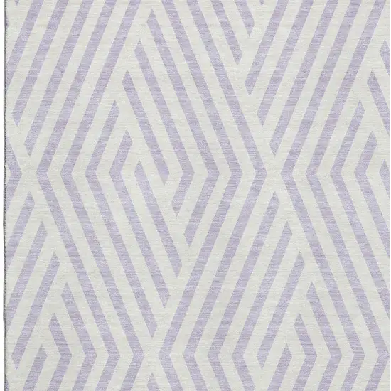 Lavender And Ivory Geometric Washable Area Rug With UV Protection Photo 3