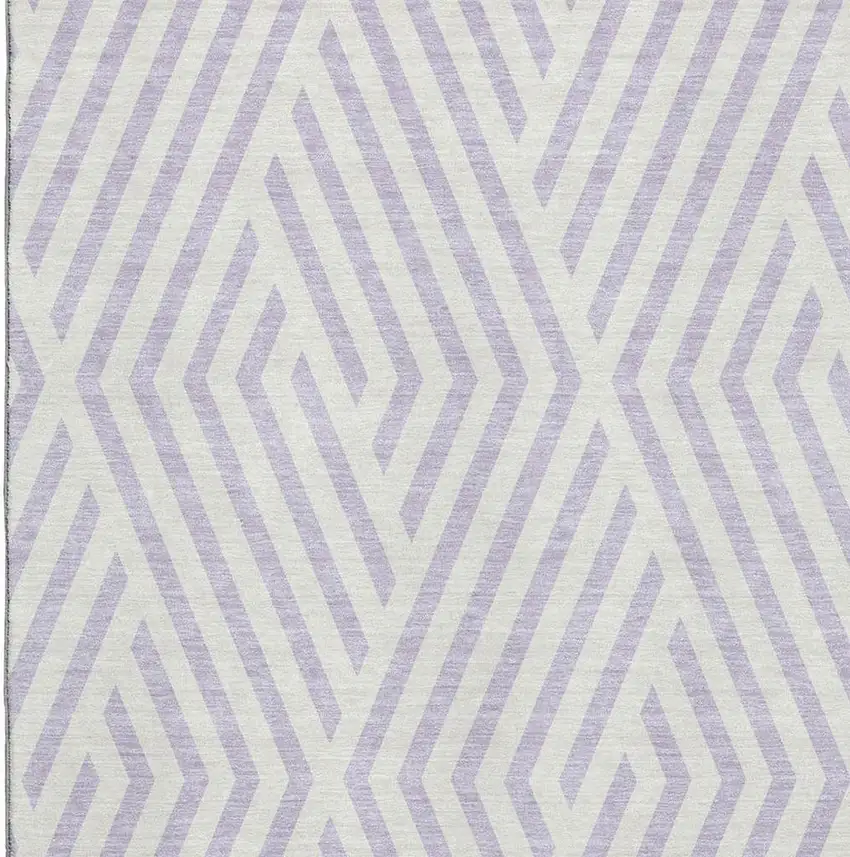 Lavender And Ivory Geometric Washable Area Rug With UV Protection Photo 3
