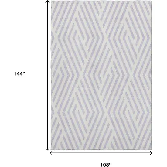 Lavender And Ivory Geometric Washable Area Rug With UV Protection Photo 3