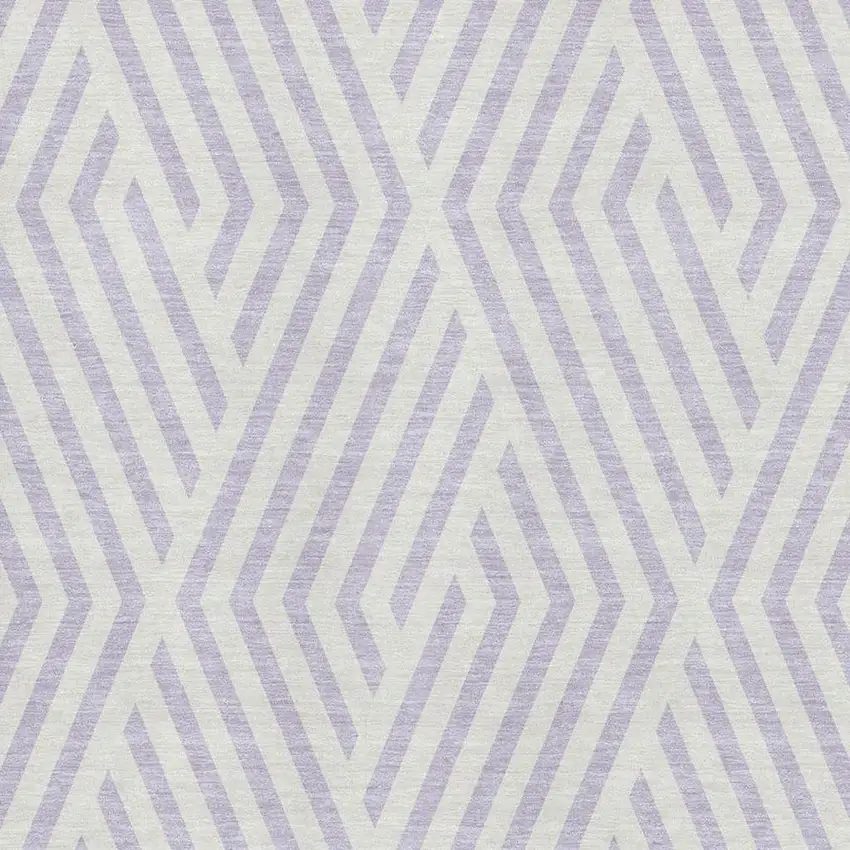 Lavender And Ivory Geometric Washable Area Rug With UV Protection Photo 5