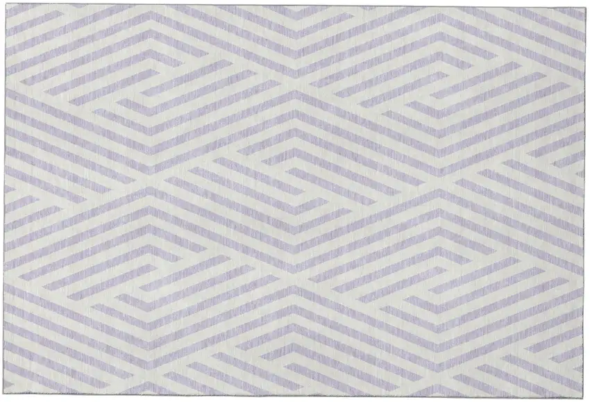 Lavender And Ivory Geometric Washable Area Rug With UV Protection Photo 2