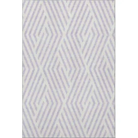 Lavender And Ivory Geometric Washable Area Rug With UV Protection Photo 4