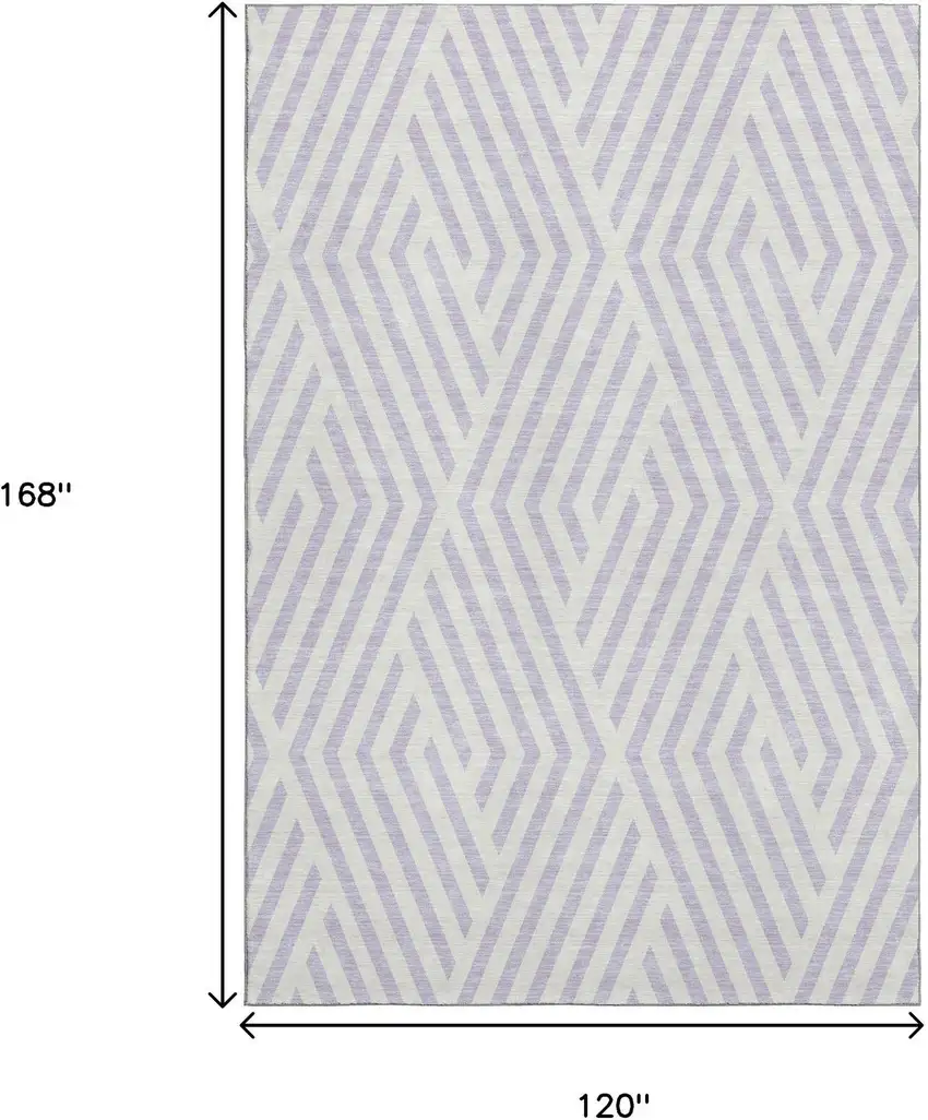 Lavender And Ivory Geometric Washable Area Rug With UV Protection Photo 3