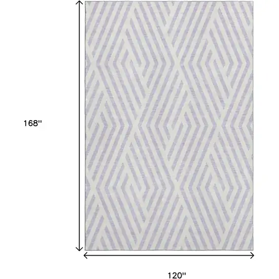Lavender And Ivory Geometric Washable Area Rug With UV Protection Photo 3