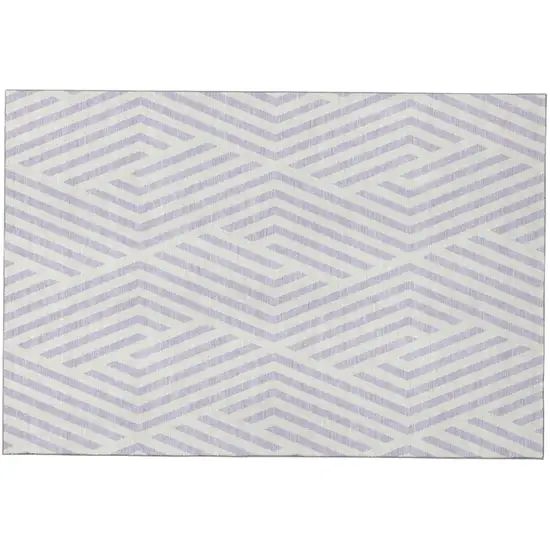 Lavender And Ivory Geometric Washable Area Rug With UV Protection Photo 2
