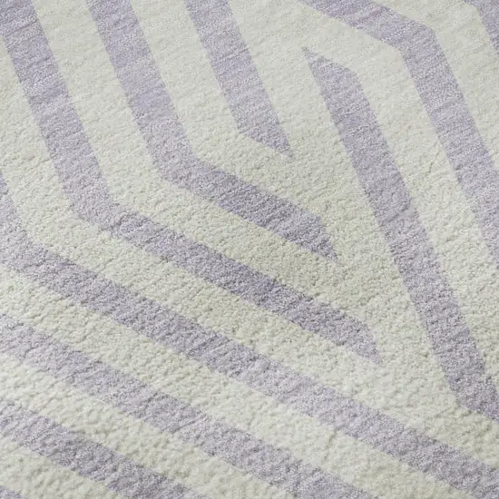 Lavender And Ivory Geometric Washable Area Rug With UV Protection Photo 9