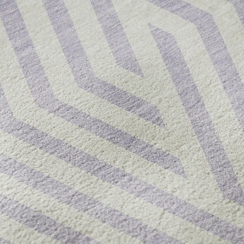 Lavender And Ivory Geometric Washable Area Rug With UV Protection Photo 9