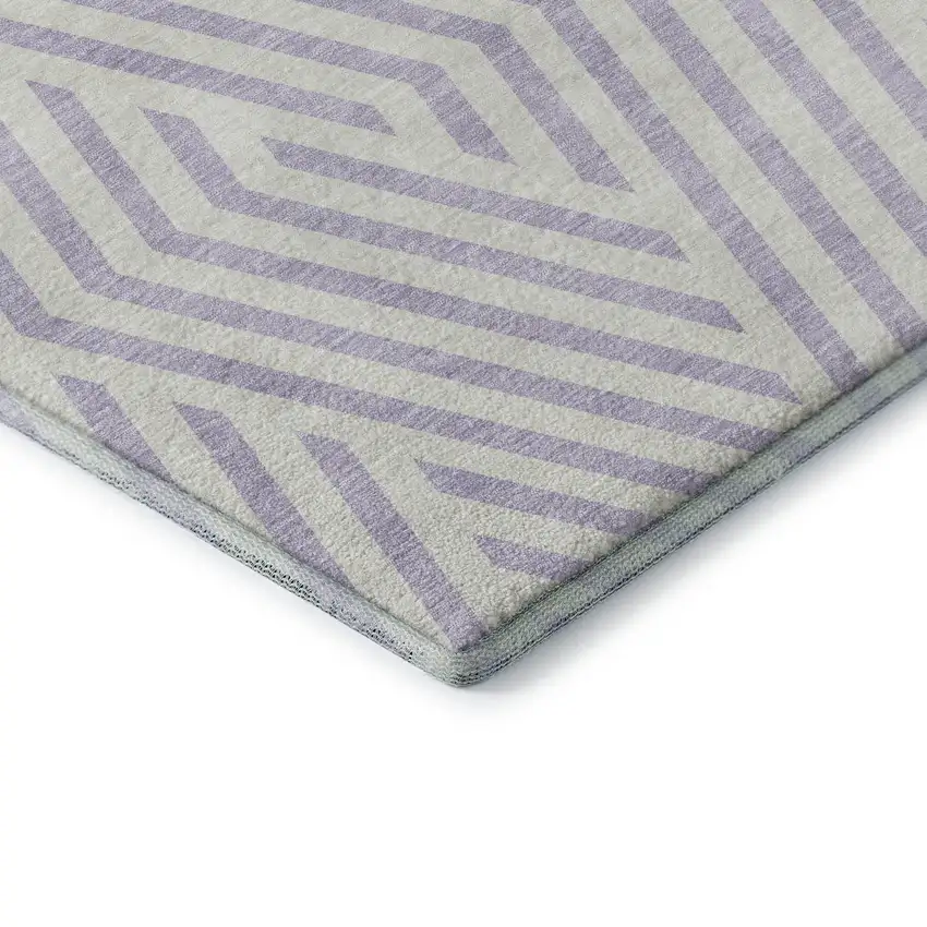 Lavender And Ivory Geometric Washable Area Rug With UV Protection Photo 9