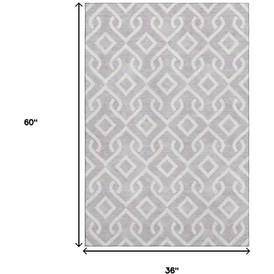 Lavender And Ivory Geometric Washable Area Rug With UV Protection Photo 3