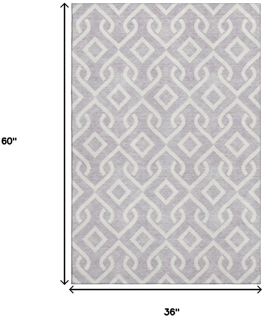 Lavender And Ivory Geometric Washable Area Rug With UV Protection Photo 3