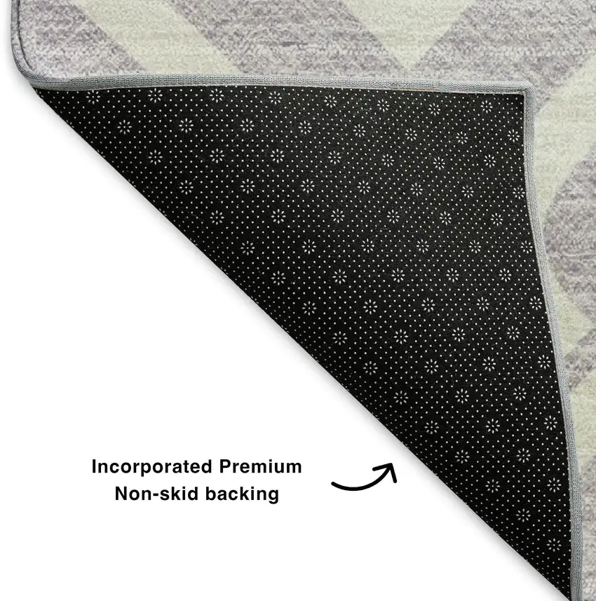 Lavender And Ivory Geometric Washable Area Rug With UV Protection Photo 6